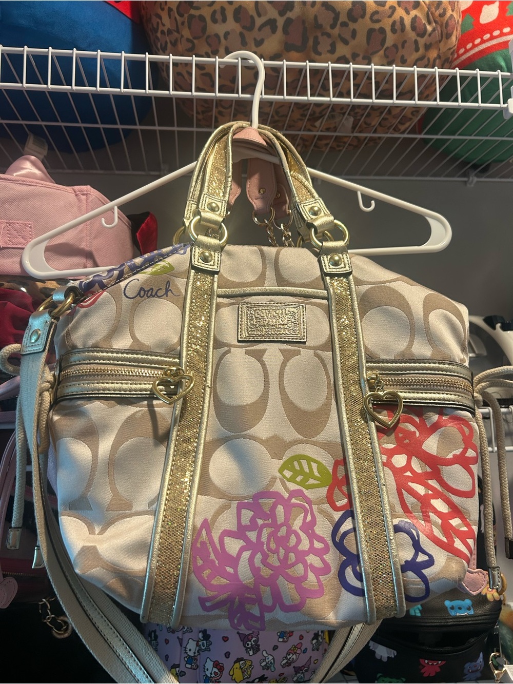 Coach Beige Signature Poppy Daisy Purse